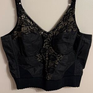 Lilyette Fantasia Vintage Bustier Longline Lacey Bra Adjustable Straps Size 40C